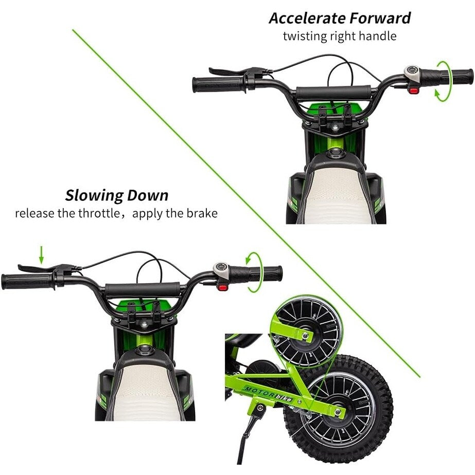 24V 7ah Kids Ride on Motorcycle,13.6MPH Fast Speed