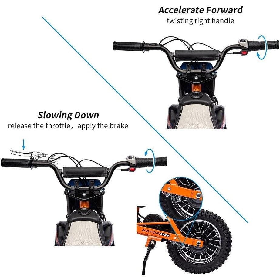 24V 7ah Kids Ride on Motorcycle,13.6MPH Fast Speed