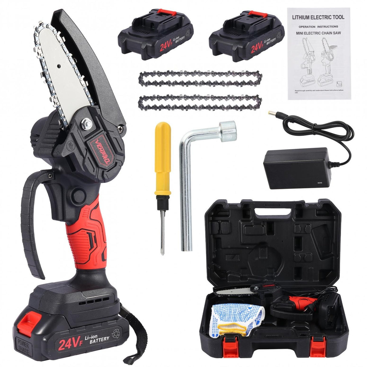 24V Electric Cordless Saw Woodworking Electric Chain Saw Wood Cutter - N/A