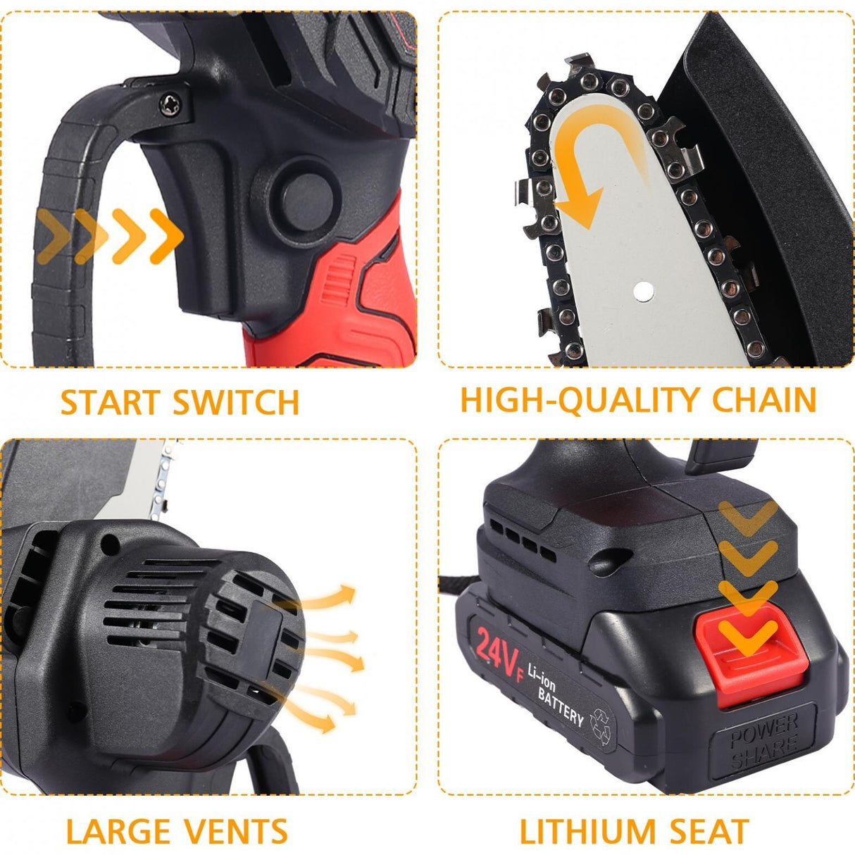 24V Electric Cordless Saw Woodworking Electric Chain Saw Wood Cutter - N/A