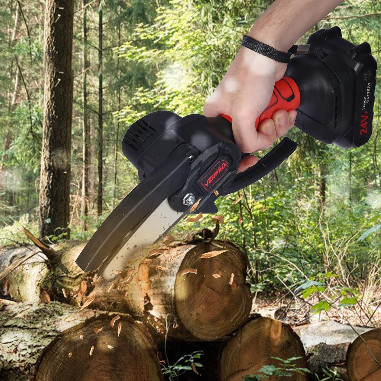 24V Electric Cordless Saw Woodworking Electric Chain Saw Wood Cutter - N/A