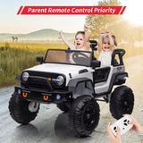 24V Kids Ride on Truck with Remote Control, 4 Motors, 7Ah Battery, Seat Width 2 Seater Electric Ride Toy