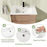 24"/30" Floating Bathroom Vanity with Sink, Wall Mounted Bathroom Vanity with 2 Soft Close Drawers