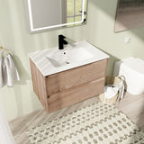 24"/30" Floating Bathroom Vanity with Sink, Wall Mounted Bathroom Vanity with 2 Soft Close Drawers