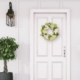 24" Artificial Hygrangea,Rose Floral Spring Wreath With Green Leaves