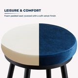 24" Bar Stools Set of 4 for Kitchen Island, Swivel Round Counter Height Stool with Golden Metal Footrest,4PCS Blue - 4PCS