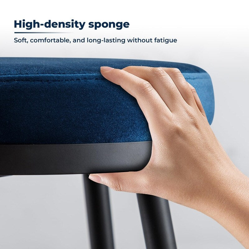 24" Bar Stools Set of 4 for Kitchen Island, Swivel Round Counter Height Stool with Golden Metal Footrest,4PCS Blue - 4PCS