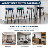 24" Bar Stools Set of 4 for Kitchen Island, Swivel Round Counter Height Stool with Golden Metal Footrest,4PCS Blue - 4PCS