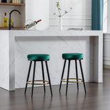 24" Bar Stools Set of 4 for Kitchen Island, Swivel Round Counter Height Stool with Golden Metal Footrest,4PCS Blue - 4PCS