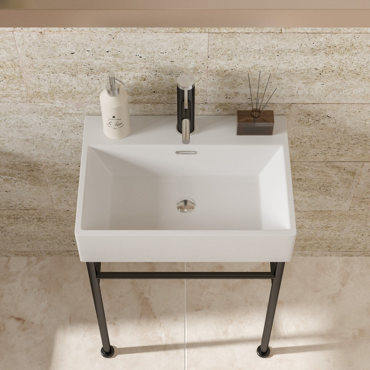 24" Bathroom Ceramic Console Sink with Overflow