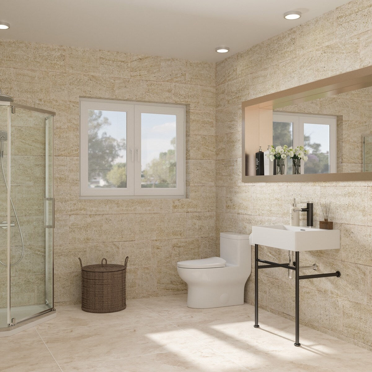 24" Bathroom Ceramic Console Sink with Overflow