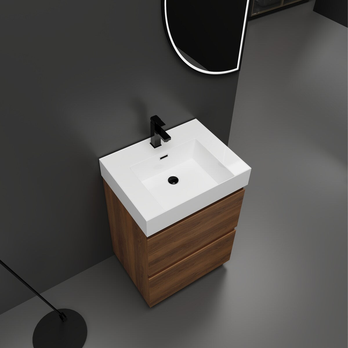 24" Bathroom Vanities with Single Sink Combo, Undermount Sink Cabinet with Double drawer, Freestanding Cabinet,Engineering wood
