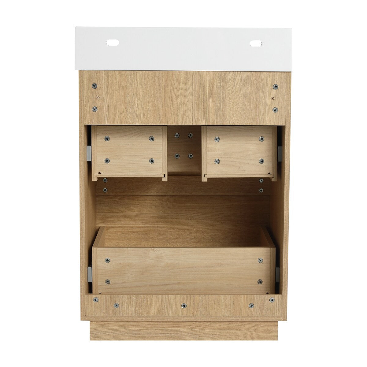 24" Bathroom Vanities with Single Sink Combo, Undermount Sink Cabinet with Double drawer, Freestanding Cabinet,Engineering wood