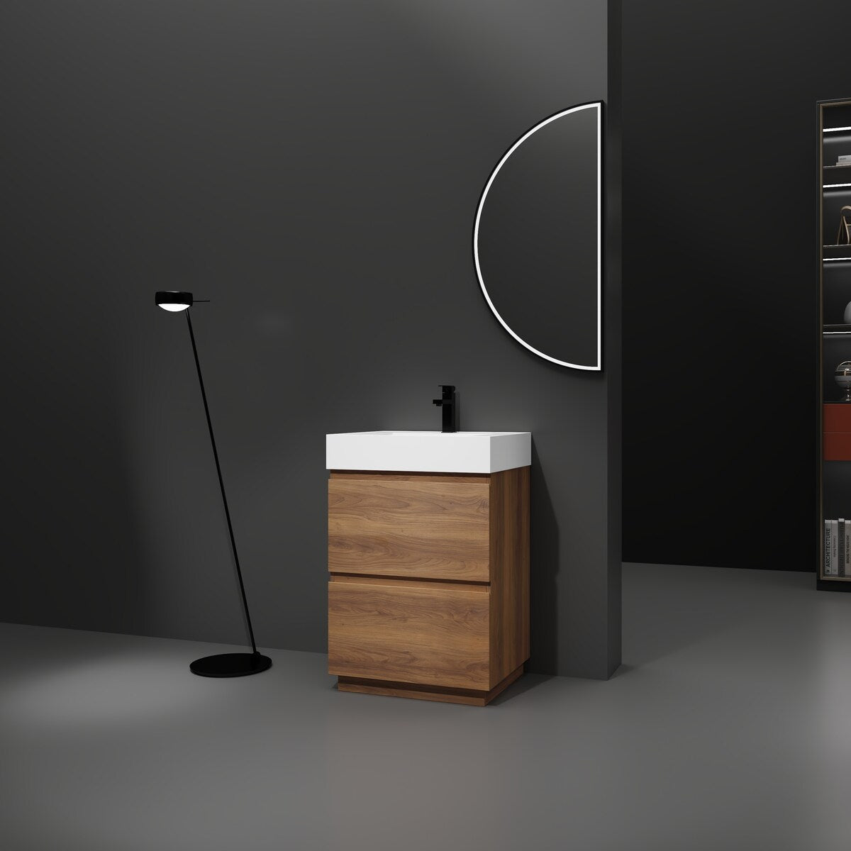 24" Bathroom Vanities with Single Sink Combo, Undermount Sink Cabinet with Double drawer, Freestanding Cabinet,Engineering wood