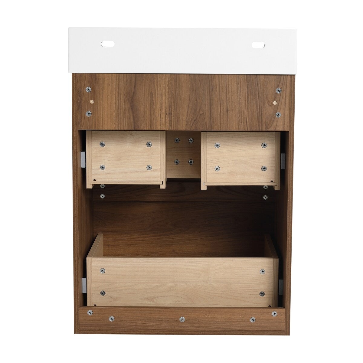 24" Bathroom Vanities with Single Sink Combo, Undermount Sink Cabinet with Double drawer, Freestanding Cabinet,Engineering wood
