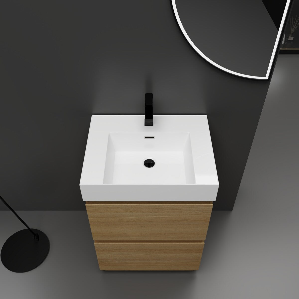 24" Bathroom Vanities with Single Sink Combo, Undermount Sink Cabinet with Double drawer, Freestanding Cabinet,Engineering wood