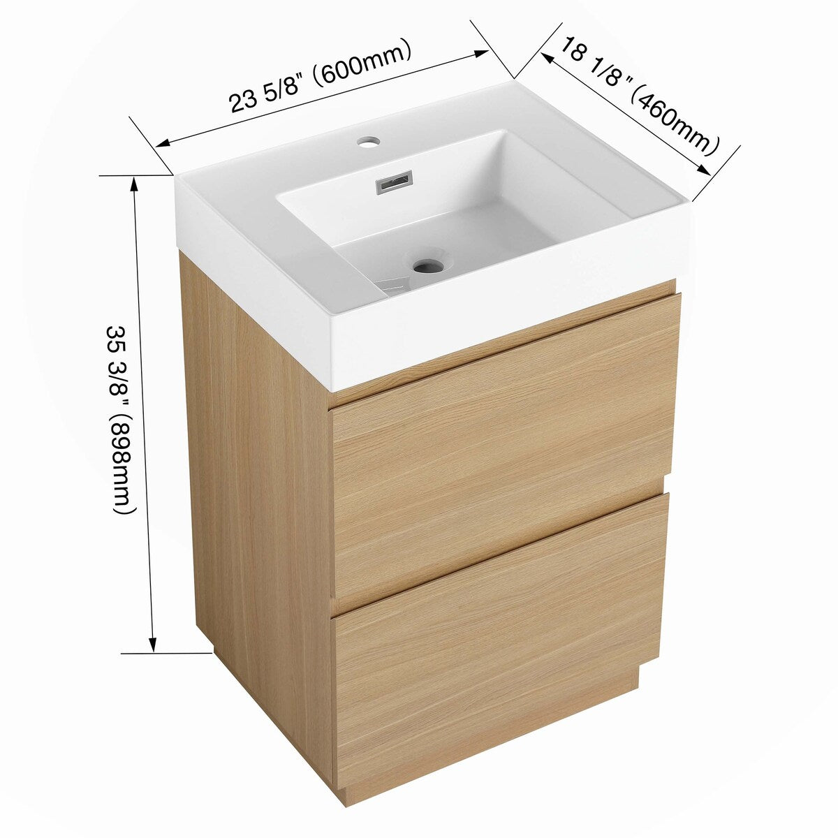 24" Bathroom Vanities with Single Sink Combo,Engineering wood