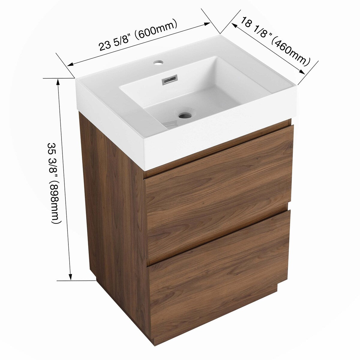 24" Bathroom Vanities with Single Sink Combo,Engineering wood