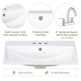 24" Bathroom Vanity with Ceramic Basin, Rattan Bathroom Storage Cabinet with Two Doors and Drawer
