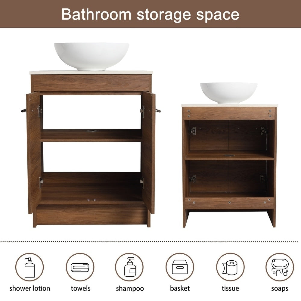 24" Bathroom Vanity with Sink, 24 Inches FreeStanding Vanity, Modern Sink Vanity Combo, Floor Stand Vanity