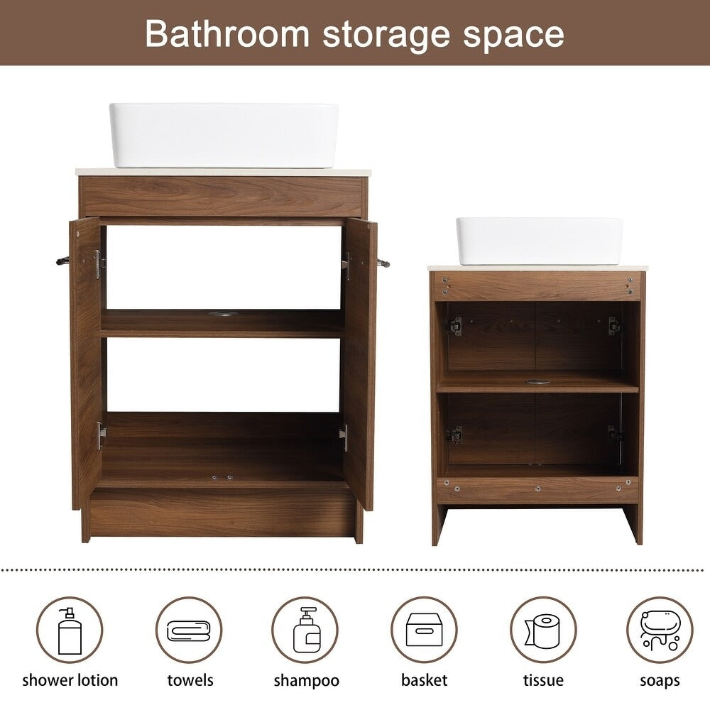 24" Bathroom Vanity with Sink, 24 Inches FreeStanding Vanity, Modern Sink Vanity Combo, Floor Stand Vanity