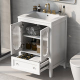 24" Bathroom Vanity with Sink, Bathroom Vanity Cabinet with One Drawer and Doors, Adjustable Shelf