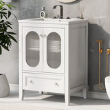 24" Bathroom Vanity with Sink, Bathroom Vanity Cabinet with One Drawer and Doors, Adjustable Shelf