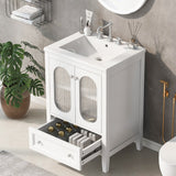 24" Bathroom Vanity with Sink, Bathroom Vanity Cabinet with One Drawer and Doors, Adjustable Shelf