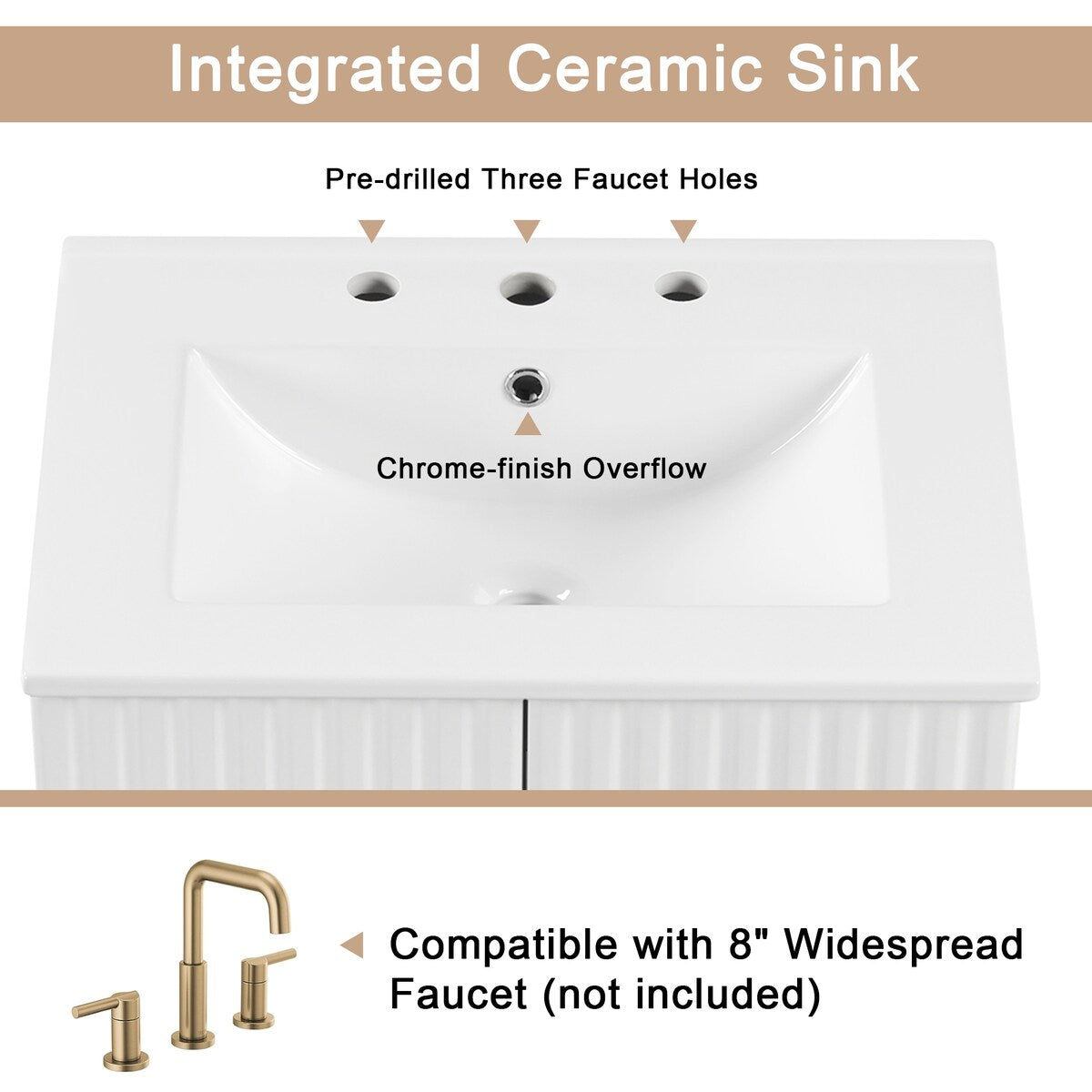 24" Bathroom Vanity with Sink,Bathroom Vanity Cabinet with Two Doors,Adjustable Shelves,Solid Wood and MDF