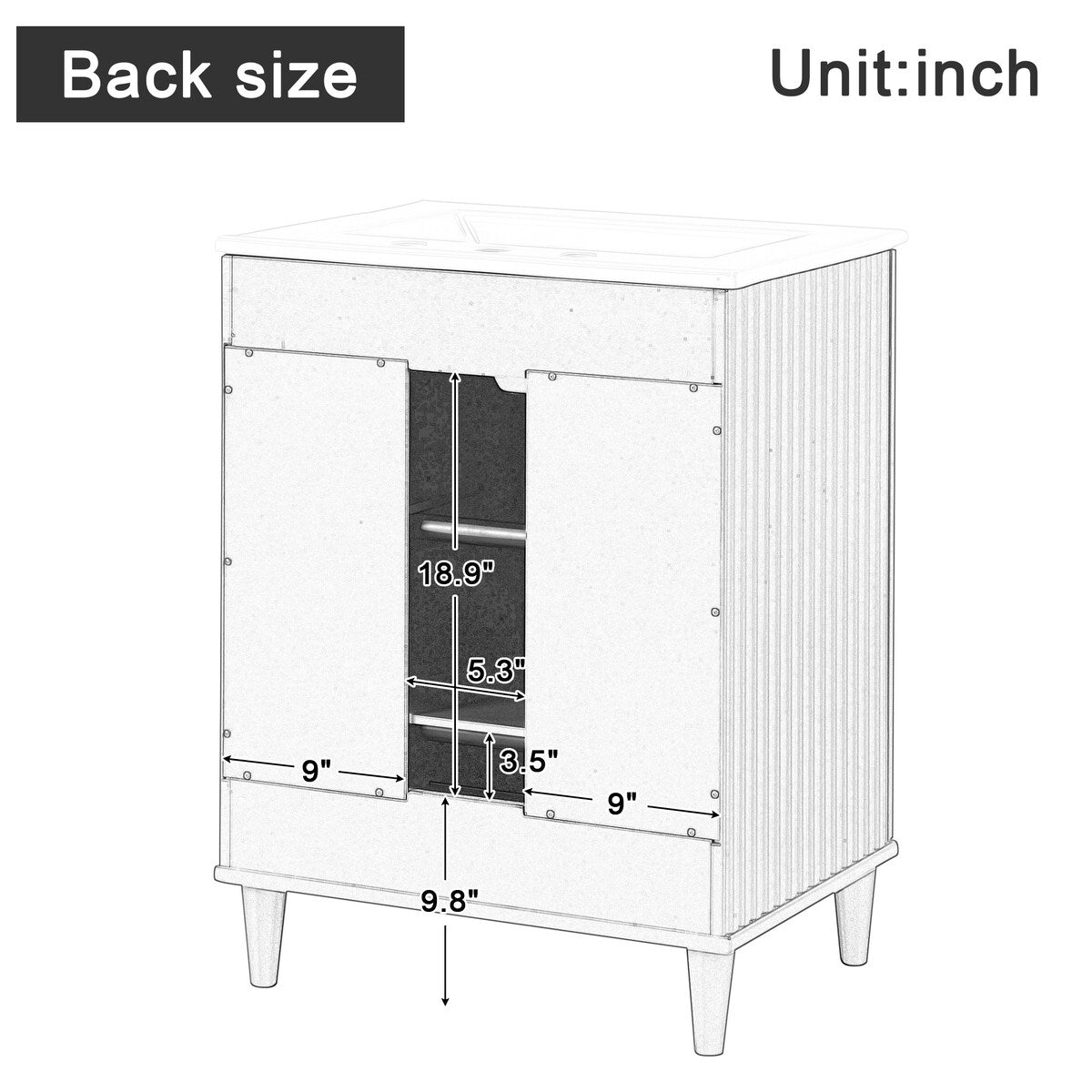 24" Bathroom Vanity with Sink,Bathroom Vanity Cabinet with Two Doors,Adjustable Shelves,Solid Wood and MDF