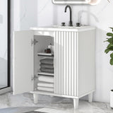 24" Bathroom Vanity with Sink,Bathroom Vanity Cabinet with Two Doors,Adjustable Shelves,Solid Wood and MDF