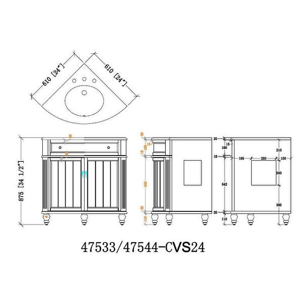 24-inch Benton Collection Triadsville Slim Corner Bathroom Sink Vanity