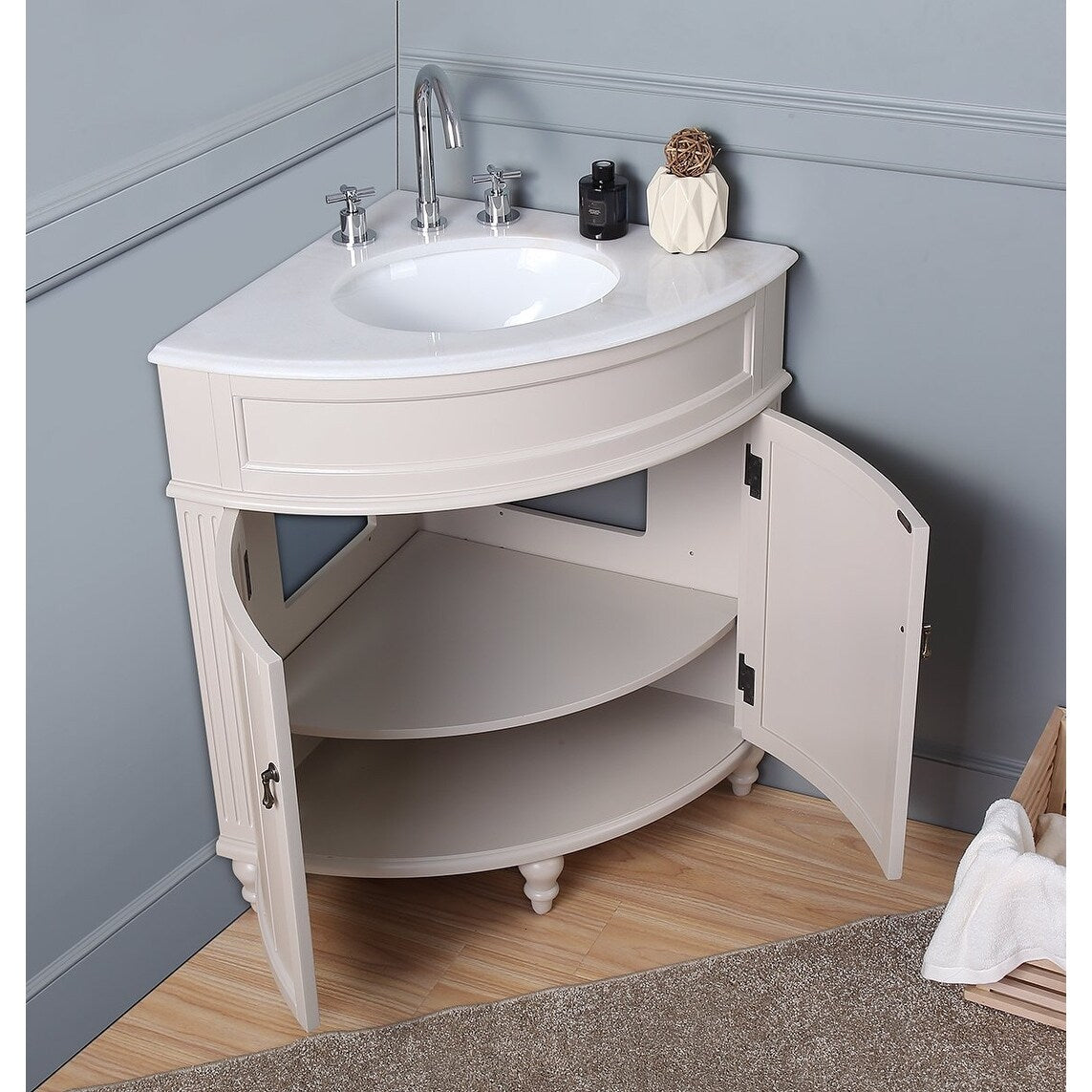 24-inch Benton Collection Triadsville Slim Corner Bathroom Sink Vanity