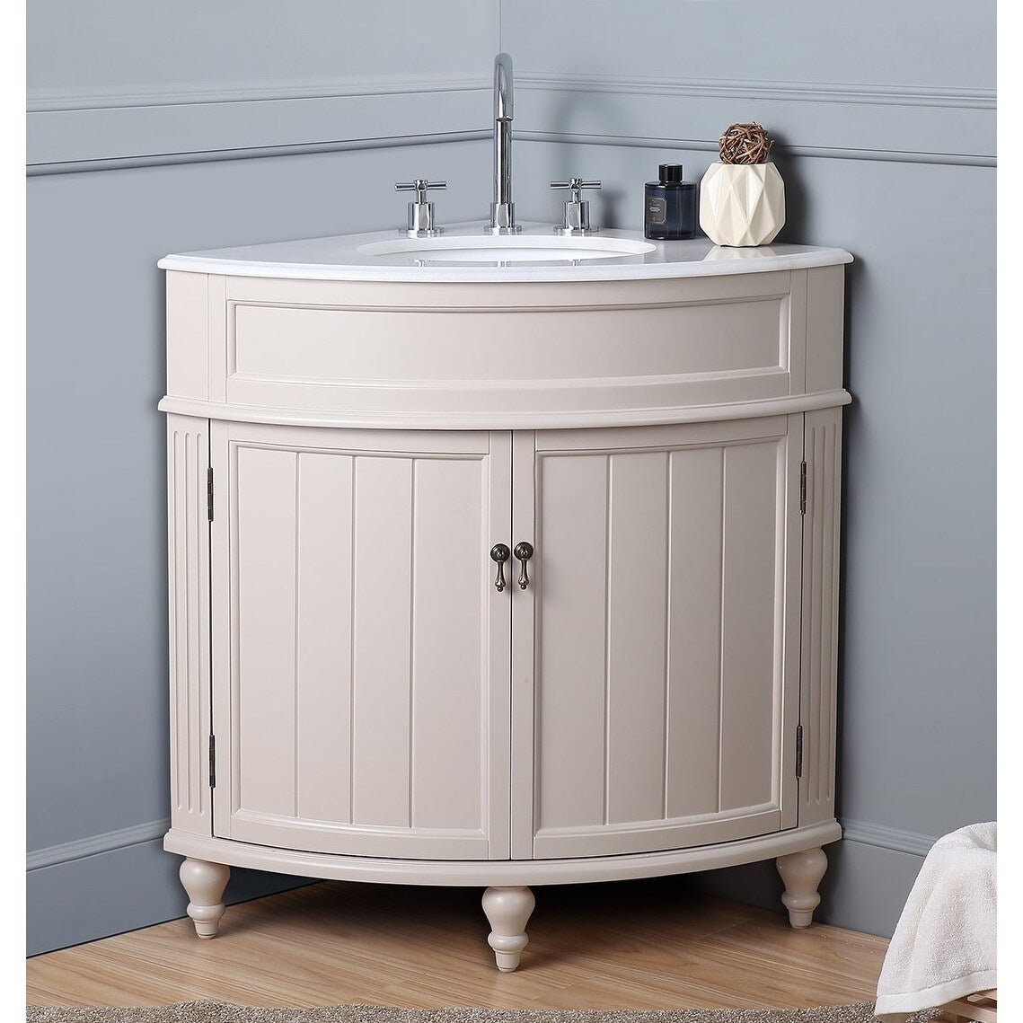 24-inch Benton Collection Triadsville Slim Corner Bathroom Sink Vanity