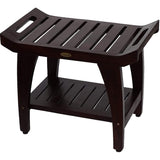 24" DecoTeak Tranquility Shower Bench With Large Storage Shelf & LiftAide Arms- WoodLand Brown Finish