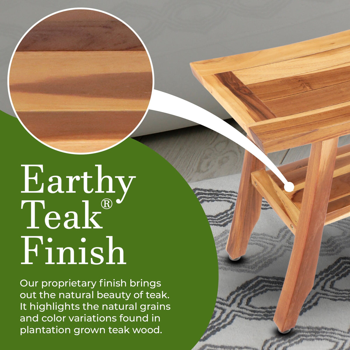 EcoDecors 24", Shower Stool, Shower Seat, Shower Chair for Inside Shower, Teak Shower Bench, Small Bench, Shower Foot Rest