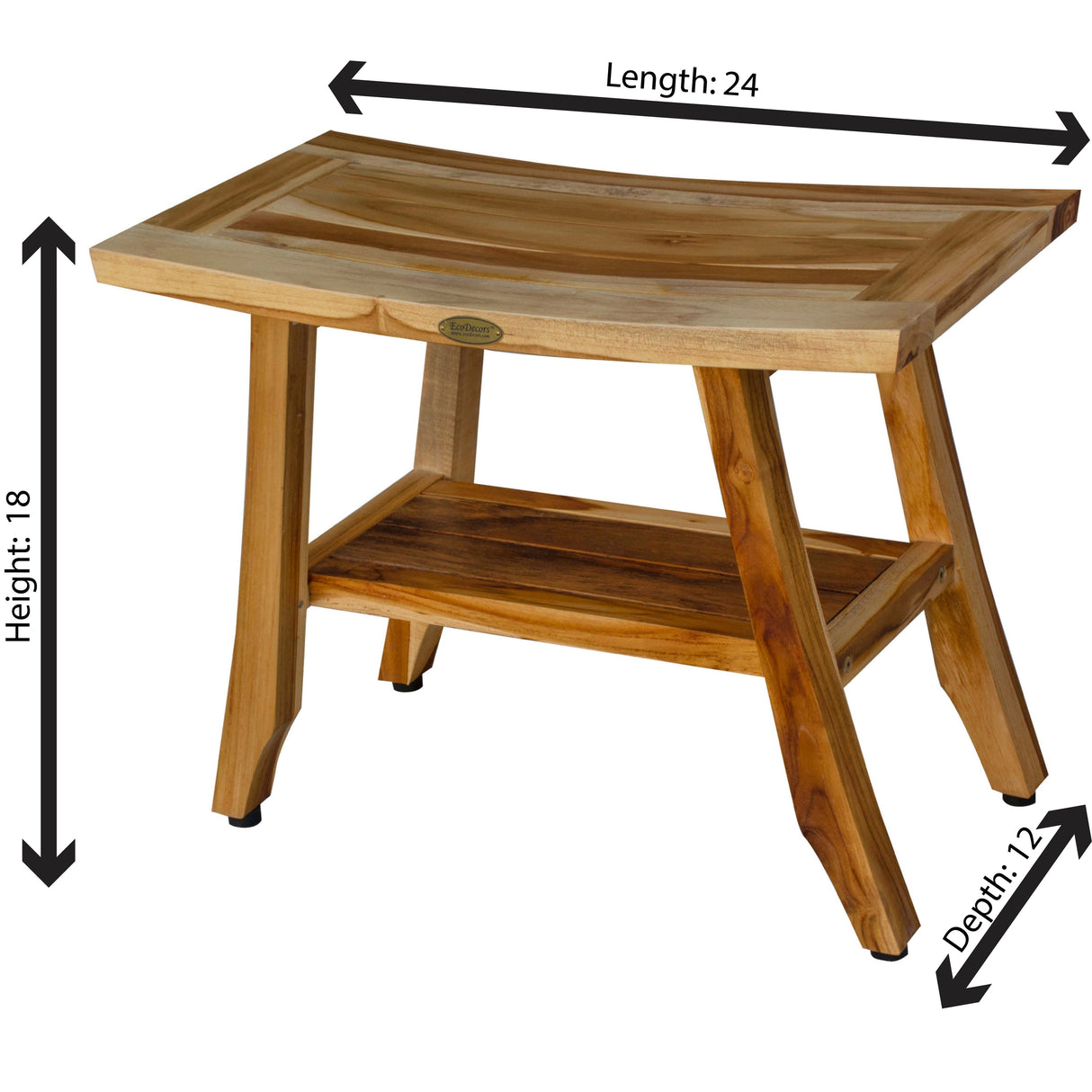 EcoDecors 24", Shower Stool, Shower Seat, Shower Chair for Inside Shower, Teak Shower Bench, Small Bench, Shower Foot Rest