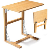 24" Folding C Shaped End Table, Small Sofa Side Laptop Desk