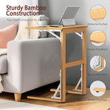 24" Folding C Shaped End Table, Small Sofa Side Laptop Desk