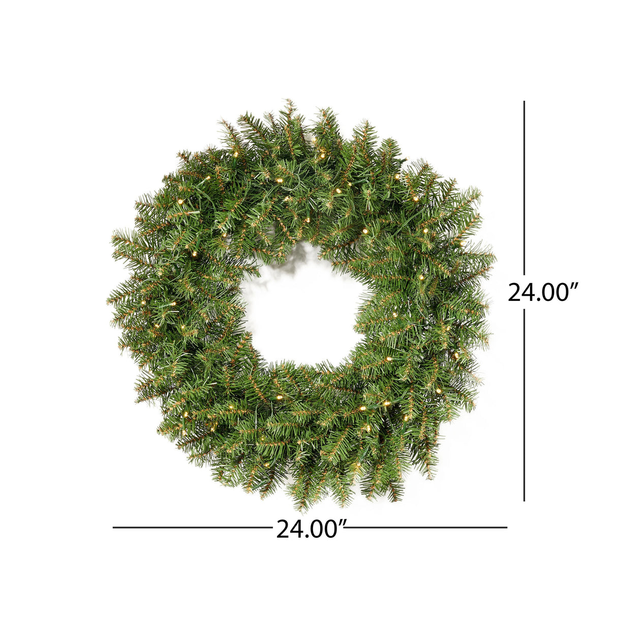 24" Fraser Fir Pre-Lit Warm White LED Artificial Christmas Wreath by Christopher Knight Home - led-clear