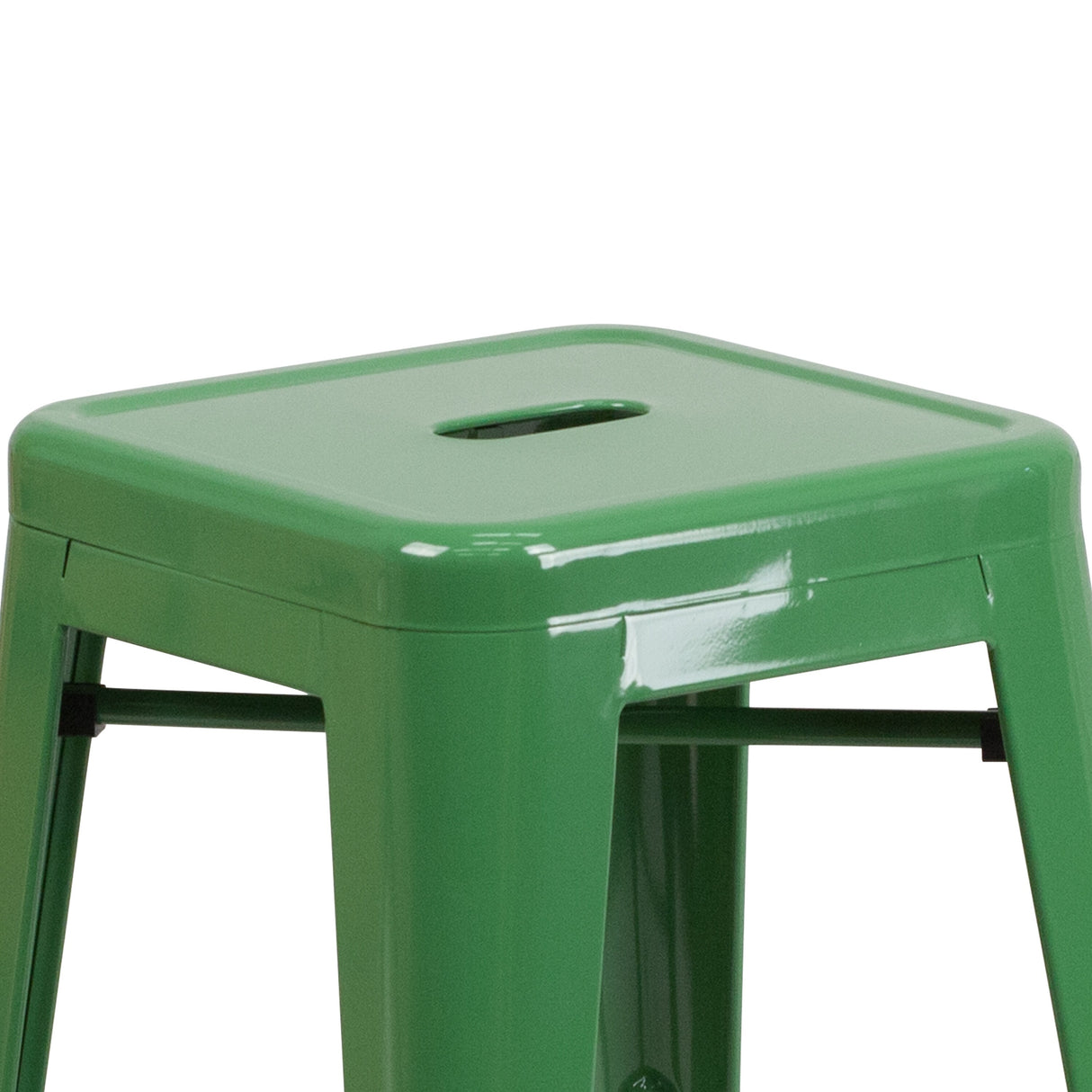 24" High Backless Metal Indoor-Outdoor Counter Height Stool w/Square Seat