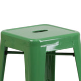 24" High Backless Metal Indoor-Outdoor Counter Height Stool w/Square Seat