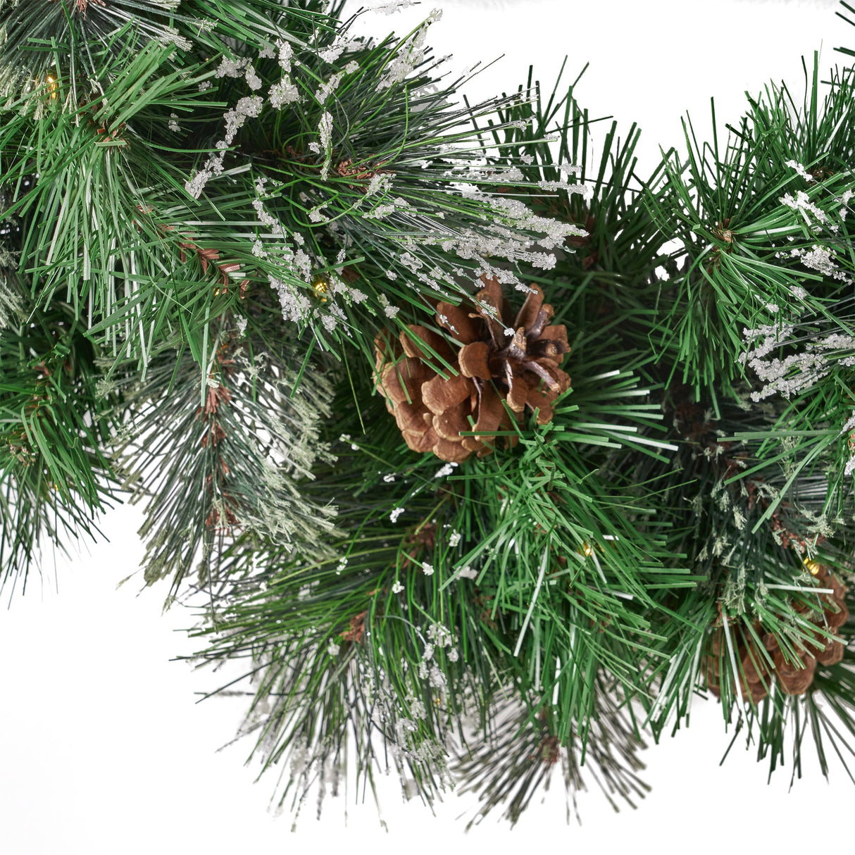 24" Mixed Spruce Christmas Wreath 50 Warm White LED Lights, Frosted Branches, Red Berries & Pinecones by Christopher Knight Home
