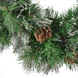 24" Mixed Spruce Christmas Wreath 50 Warm White LED Lights, Frosted Branches, Red Berries & Pinecones by Christopher Knight Home