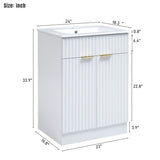 24" Modern Bathroom Vanity, Storge Cabinet with Ceramic Sink
