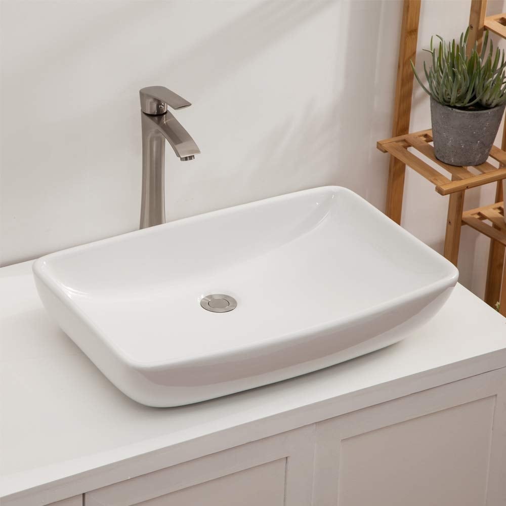 24 in. Modern Oval Bathroom Above in White Porcelain Ceramic Vessel Vanity Sink Art Basin 24 in. Modern Oval Bathroom Above in White Porcelain Ceramic Vessel Vanity Sink Art Basin