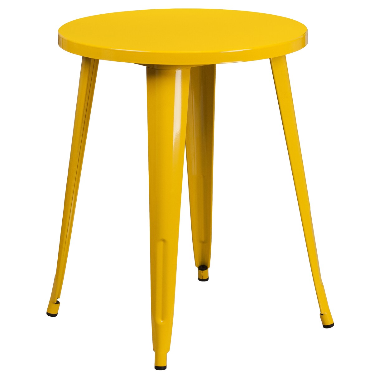 24" Round Metal Indoor-Outdoor Table Set with 2 Vertical Slat Back Chairs