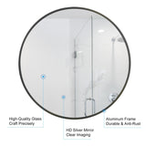 24" Wall Circle Large Round Mirror Wall Decor Make Up Entryway Mirror