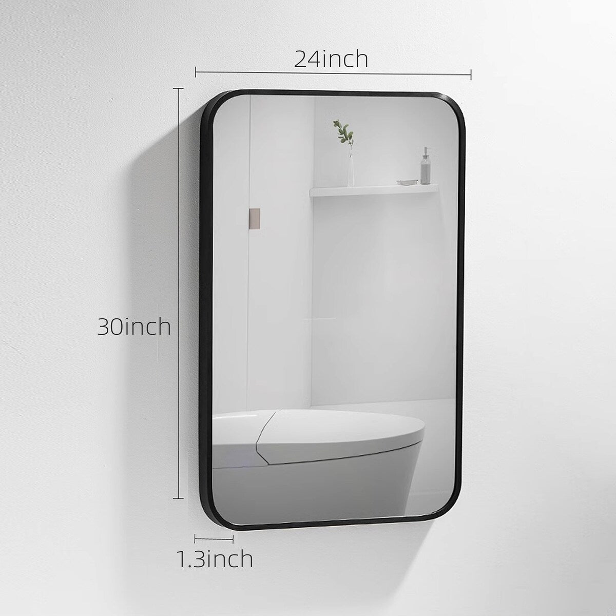 24" x 30" Black Framed Vanity Bathroom Wall Mirror