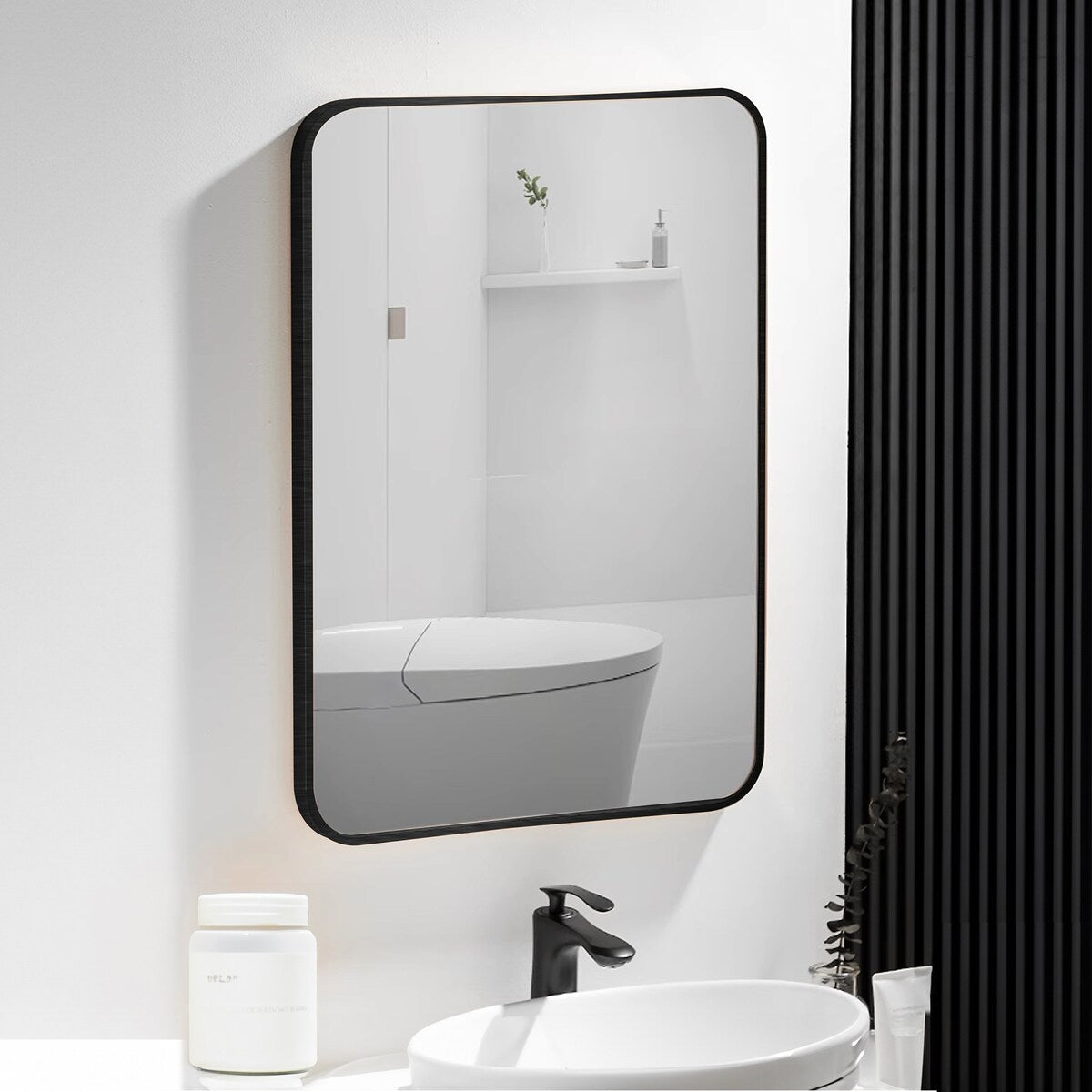 24" x 30" Black Framed Vanity Bathroom Wall Mirror